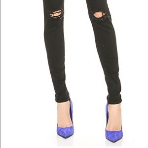 J brand super skinny ripped jeans in blackout